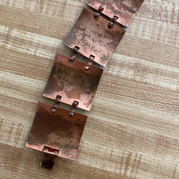 VTG 1950s Enameled Copper Wide Tile Bracelet 6.75 Inches - Picture 9 of 9